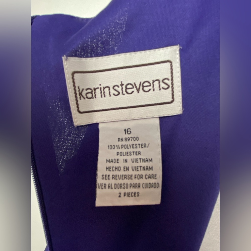 VTG 90’s Karin Stevens Red Hat Purple Lined Maxi Dress Size 16 - Picture 6 of 13
